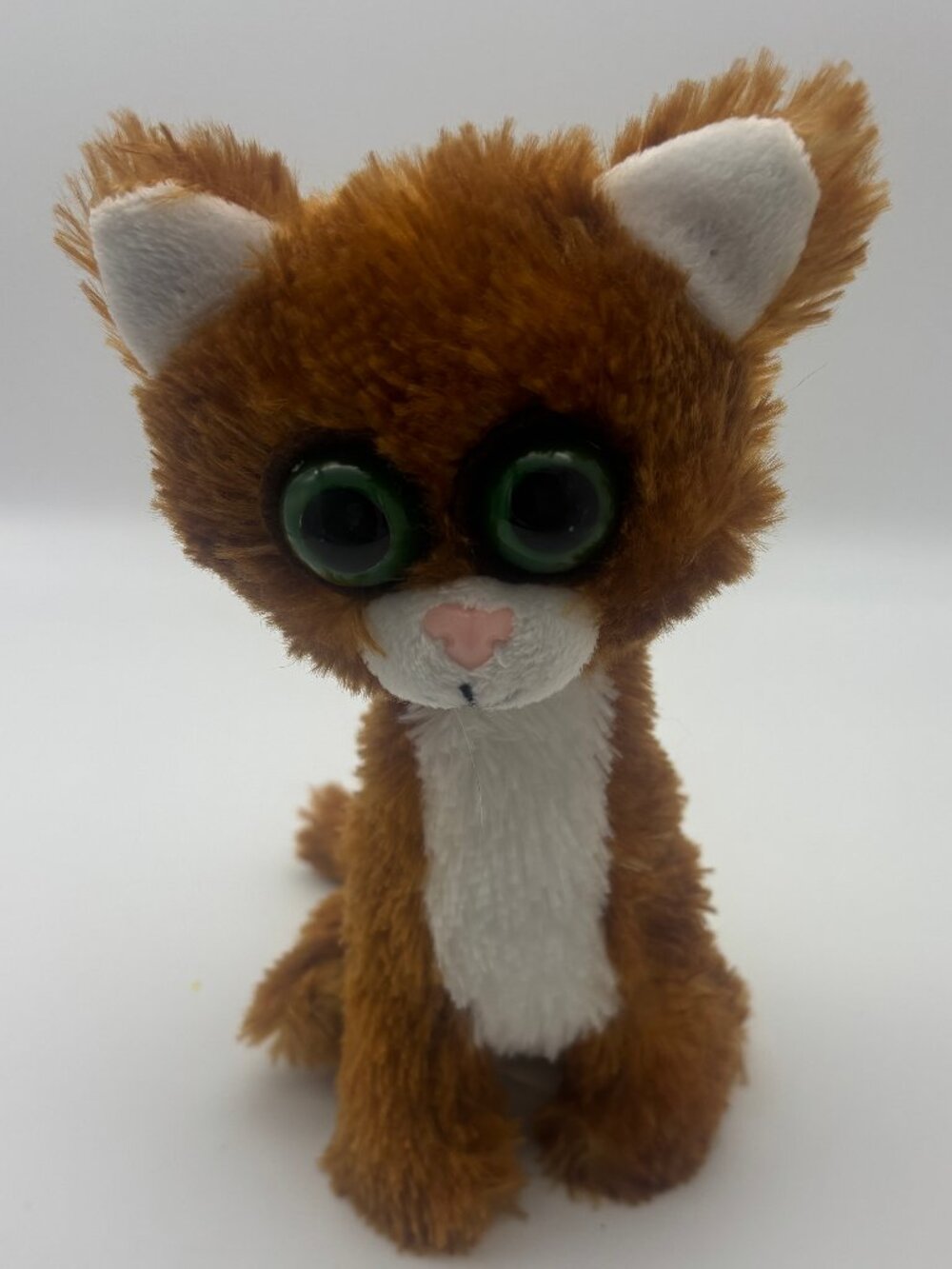 Twisted Whiskers Cat 8" Plush Stuffed Brown & White Wide Green Eyes